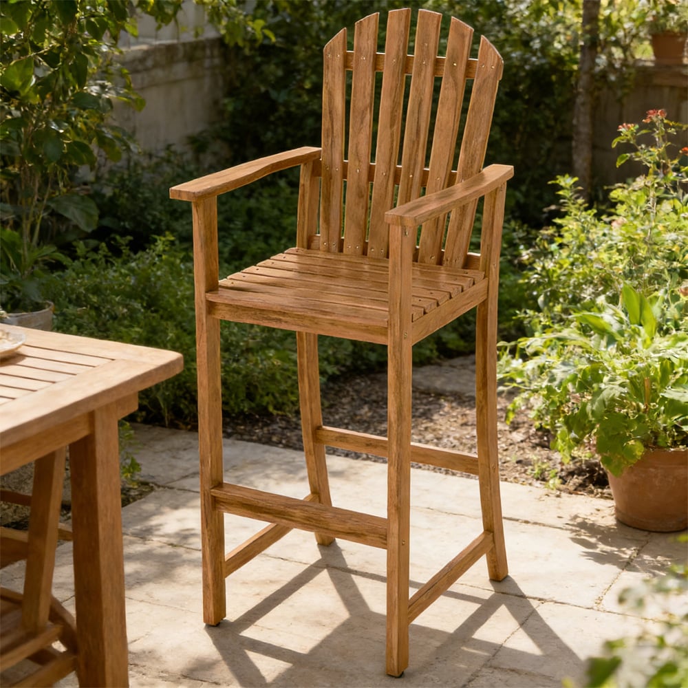 Tall Adirondack Chair With Armrests And Footrest Solid Acacia Wood 400 Lbs Strong Loading Capacity For Patio, Porch, Balcony, Deck And Backyard_maomaolike.com